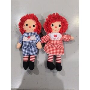 Vintage Raggedy Ann & Andy Bedtime Doll Set 14" Knickerbocker Precious eyes